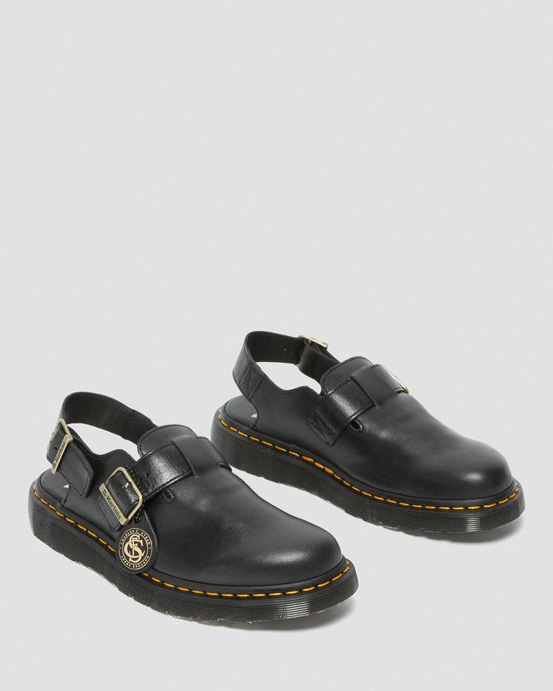 Dr Martens Jorge Made in England Læder Slingbacks Slidesandaler Dame Sort | DK 319YXF